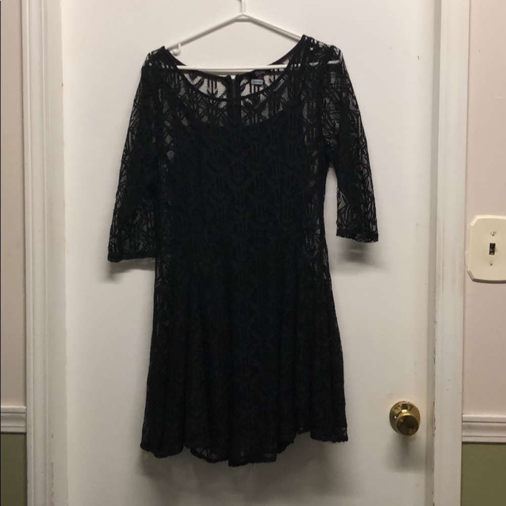 Black 3/4 sleeve skater dress